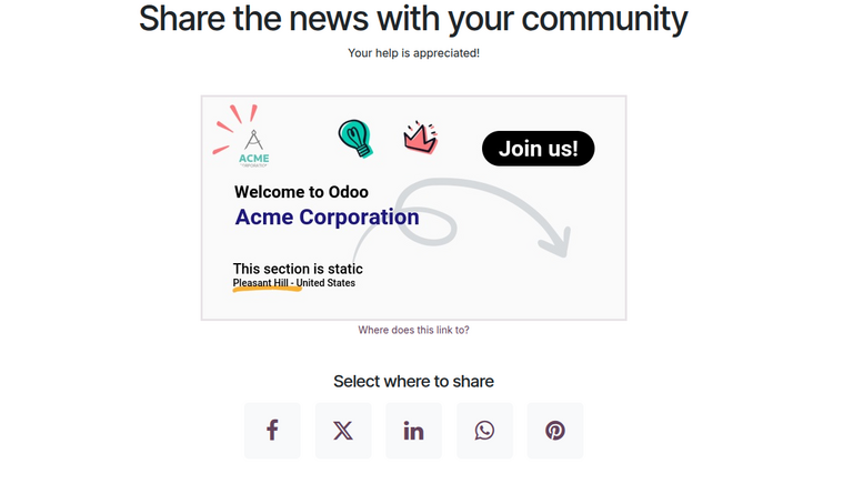 Preview of a card campaign in Odoo Marketing Card.