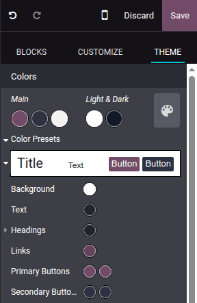 Color presets