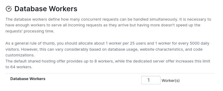 The database workers setting