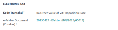 Invoice with E-Faktur Document.