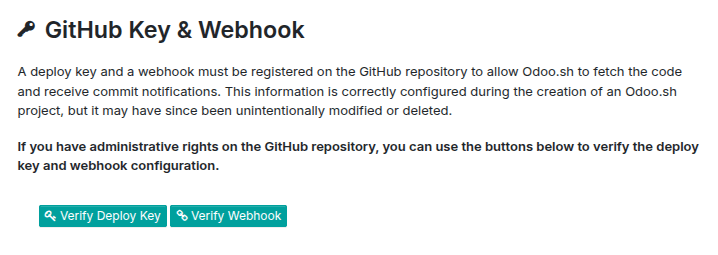 The GitHub key and webhook setting