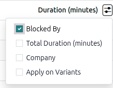 The settings for the Operations tab on a BoM.