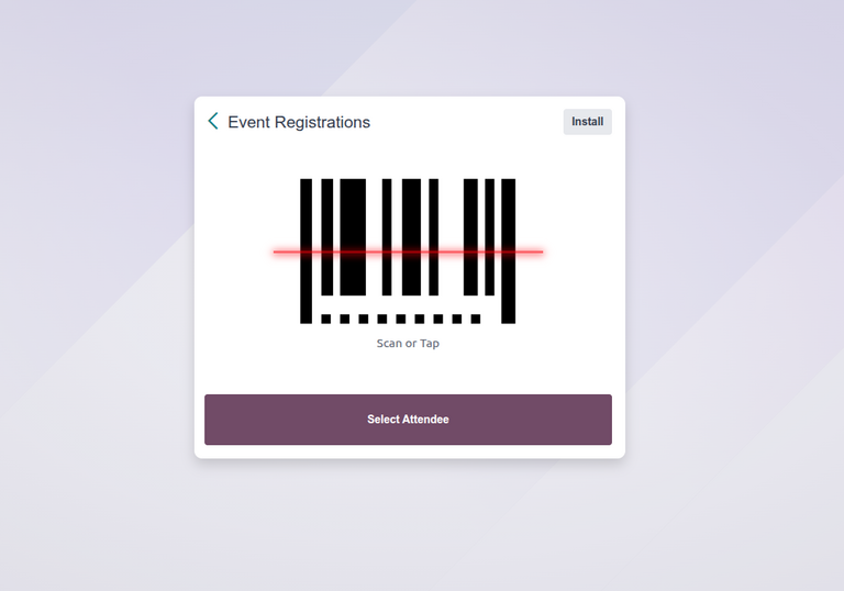 The Registration Desk page in the Odoo Events application.