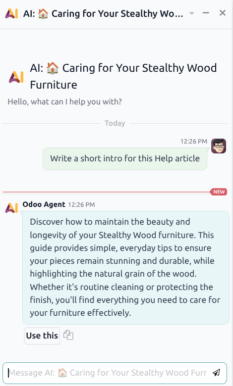 显示 AI 助手正在生成内容的对话窗口。