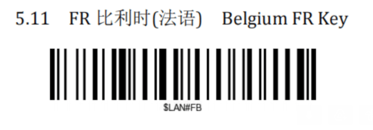 比利时法语键盘条码。