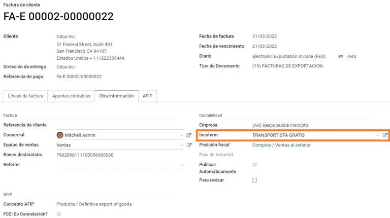 出口发票 - 国际贸易术语。
