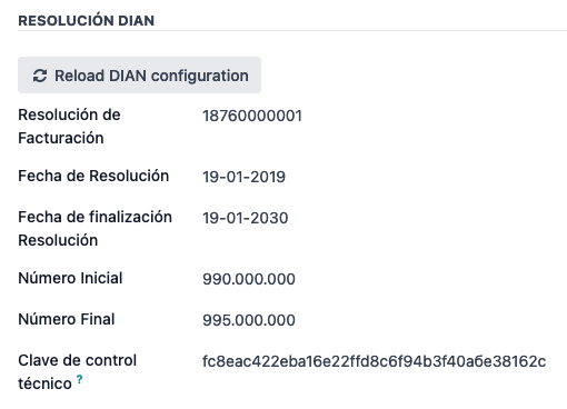 重新加载销售日志中的 DIAN 配置按钮。