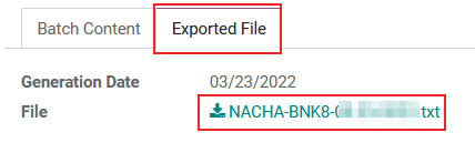 批量付款中突出显示导出的文件选项卡，并圈出下载。