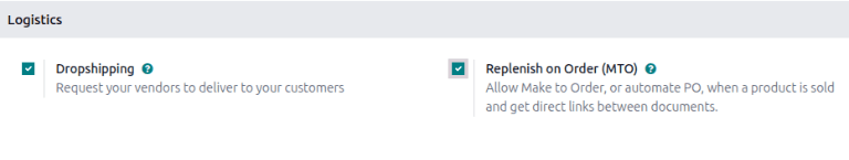 Select the Replenish on order (MTO) checkbox.