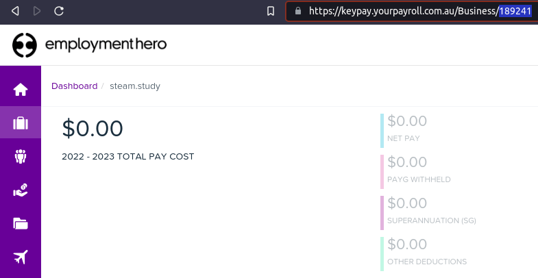 Employment Hero 企业 ID 号在 URL 中