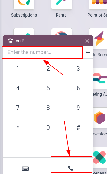 使用 Odoo VoIP 工具连接会议分机。
