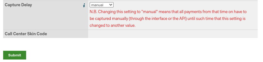 Capture Delay settings in Adyen