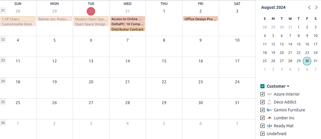 Calendar Event model's Calendar view