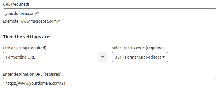 Defining a Cloudflare page rule to create a permanent redirect (301)