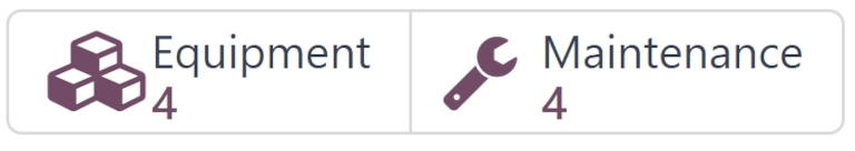 Equipment and Maintenance smart buttons on equipment category form.