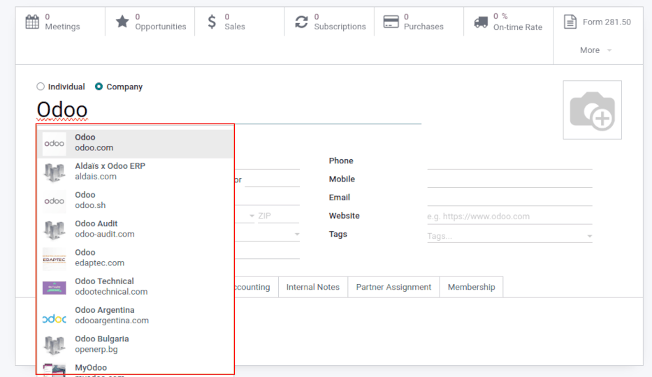 Creating a new contact in Odoo