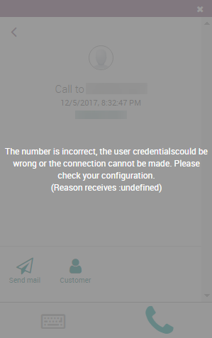 Incorrect number message populated in the Odoo VoIP widget.