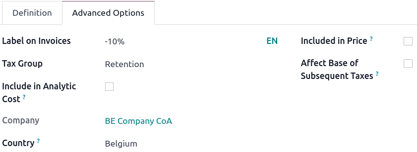 tax group for retention tax.