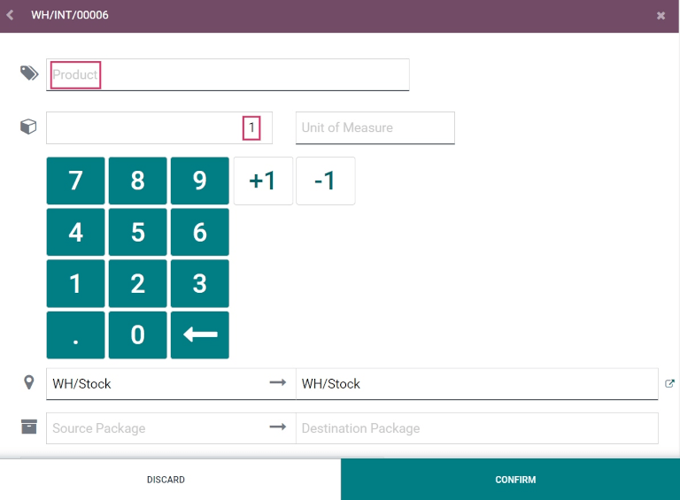 Blank product editor in scratch internal transfer.